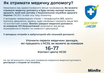 Інформація про можливість отримання беоплатних ліків та медичної допомоги для внутрішньо переміщених осіб